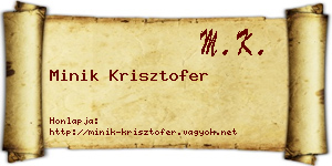 Minik Krisztofer névjegykártya